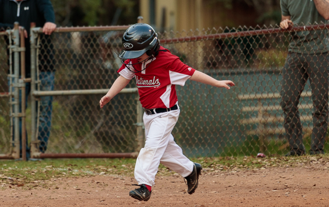 Nathan running from first base to second