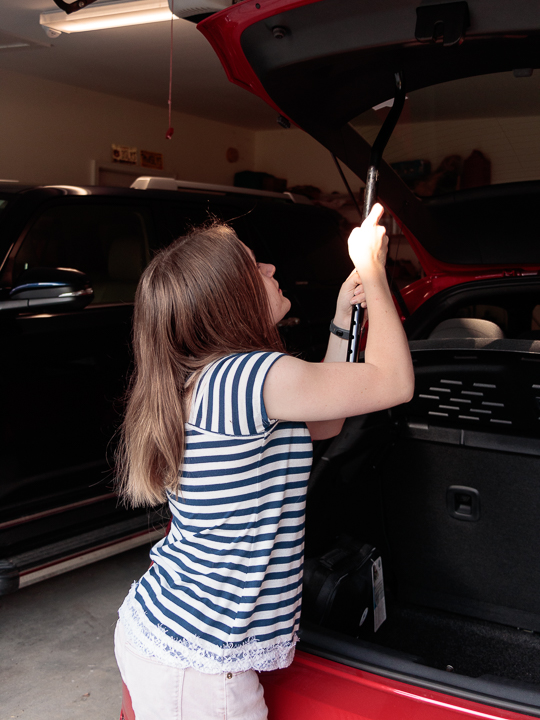 The handle of a quad cane pops off and can be used to pull the liftgate down without scratching the car.